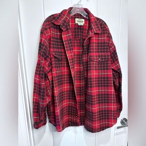 Eddie Bauer Red and Black Plaid Casual Shirt